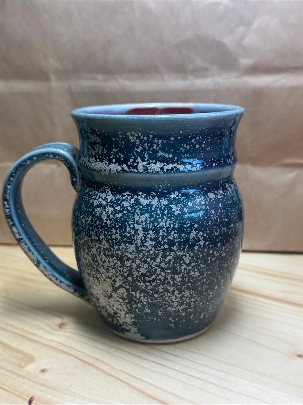 Speckled Blue Ceramic Coffee Mug with Comfortable Handle